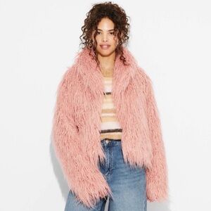 Wild Fable Women's Party Shag Faux Fur Jacket Wild Fable Pink S
